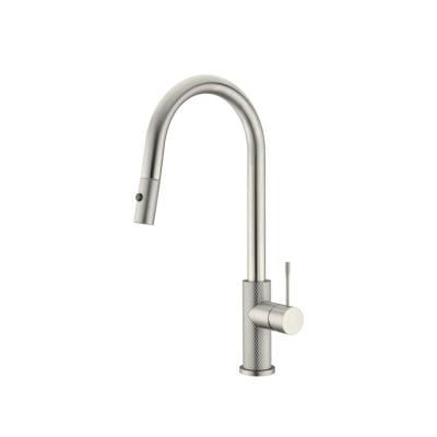 China Metered Faucets 2022 Hot Water Luxury Water Faucet Touch New Brushed Nickel Kitchen Brass Faucet Pull Out With Sprayer for sale