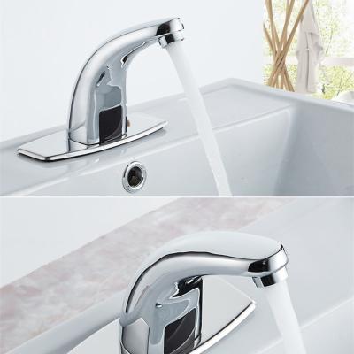 China New Sense Faucets Touchless Sensor Commercial Hot Cold Brass Faucet Bathroom Filtration Faucet Self-induction Basin Mixer Tap for sale