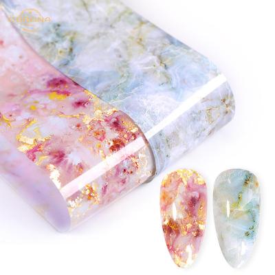 China Easy Apply Easy Apply Galaxy Trendy Pink Green Series Morble Decals Nail Stickers Paper Decorations for sale