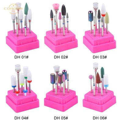 China Convenient 6pcs Burrs Slotting Tool High Quality Acrylic Needle Boxed Head Volcano Rotary Trick Nail Durable Fine Drill Bit For Nail for sale