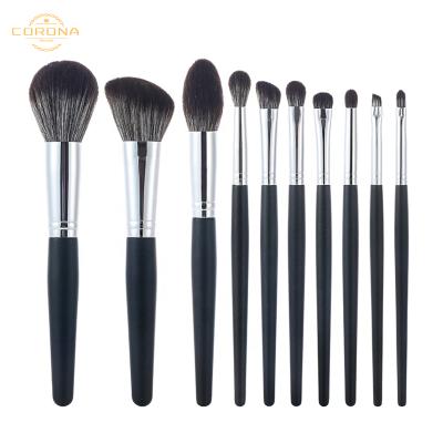 China Angular Blush Gradient Novelty Thick Wooden Handle Aesthetic Light Black Cosmetic Makeup Brushes And Tools for sale