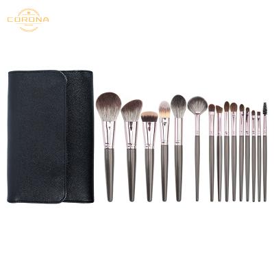 China Angular Blush Good Quality Sensitive Soft Copper Goat Hair Bare Handle 15pcs Cosmetic Makeup Brushes On Bulk Sale for sale