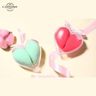 China 2pcs Heart Shape Foundation Mini Concealer Pencil Washable Customizable Multifunctional Cute Makeup Sponge With Case for sale