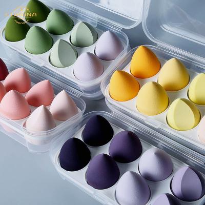 China Comfy High Quality Reusable Private Label Reusable Egg Tear Drop Squash Base Makeup Facial Sponge Set With Case for sale