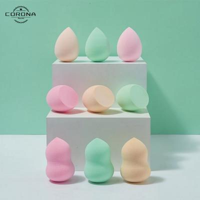 China Hot Selling 4pcs Washable Popular Pink Yellow Green Oblique Cutting Makeup Sponge Set For Women With Case for sale