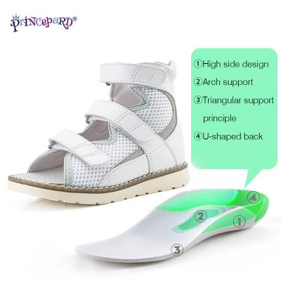 China Princepard Summer Breathable Orthopedic Shoes For Kids Open Toe Genuine Leather High Back Sandals With Arch Support Kids Shoes for sale