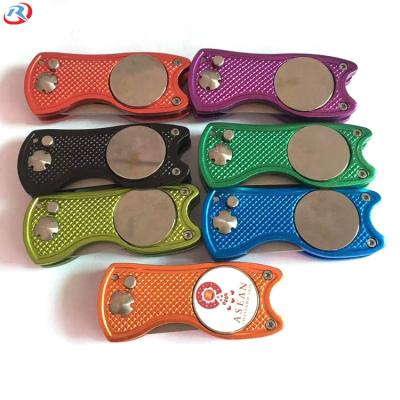 China Wholesale High Quality Golf Event Metal Golf Digging Tool With Custom Logo Ball Marker, Colorful Launching Fork for sale