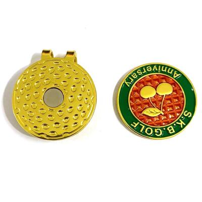 China Golf Event Custom Clean High Quality Glass Logo Enamel Metal Magnet Golf Hat Clips With Ball Marker for sale