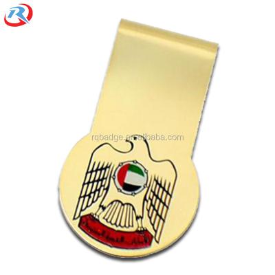 China Custom Engraved Europe Logo Gold Plated Metal Silver Clip for sale