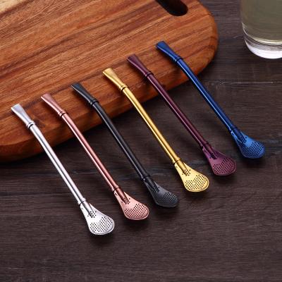 China Contemporary High Quality Spoon Straw Reusable Metal Drinking Yerba Mate Straws Customized Stainless Steel for sale