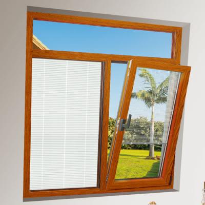 China Durable Aluminum Watertight Swing Windows Canopy Glass Window With Built In Manual Shutter for sale