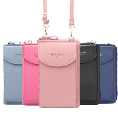 China Waterproof Women's Wallet Mini Leather Bags Mobile Straps Shoulder Phone Large Card Holders Wallet Purse Money Pockets Girls Small Bags for sale