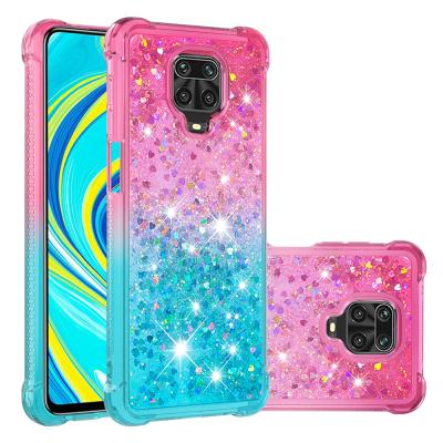 China Soft Tpu Glitter Diamond Liquid Floating Quicksand Flowing Gradient TPU Case For xiaomi redmi note9s Poco x3 note10s promax for sale