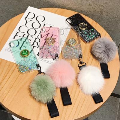 China Bling Bling Mobile Case Glitter Aluminum Fur Ball Case Protector Cover Fashion For xiaomi 9T note8 pro CC9 for sale