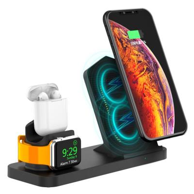 China Mobile Phone 10w Fast Wireless Charger For Apple Watch Iphone Watch Air Pods 3 In 1 Wireless Charger Dock Station for sale