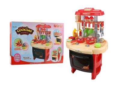 China Red Color Pretend Play Childrens Toy Kitchen Sets With Sound And Light 62CM for sale