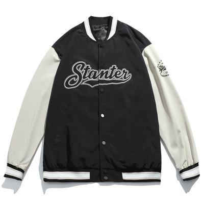 China New Design Spring Jacket Breathable Custom Baseball Men Fashion Long Sleeves Loose Sport Wear Varsity Letterman Satin Baseball Jacket for sale