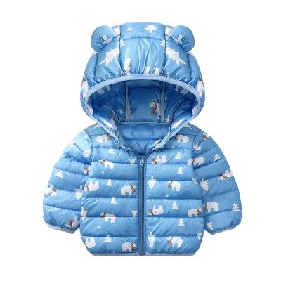 China Wholesale Anti-wrinkle Fashion Outdoor Boy's Winter Bubble Coat Baby Wrapping Toddler Kids Lightweight Cute Print Hooded Fill Down Jacket for sale