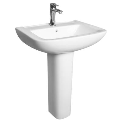 China Easy Clean New design sanitary ware Rectangular porcelain floor freestanding pedestal basin for sale