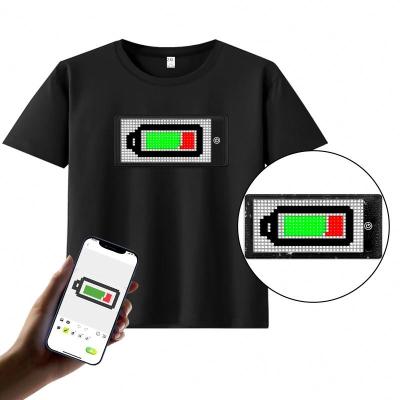 China Breathable Smart APP Programmable Led Light T-shirt APP Programmable Scrolling Text Smart Led T-shirt Panel for sale