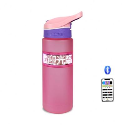 China Sustainable 800ml Plastic Water Bottle Insert With Soft LED Screen For Working Text Words Scrolling Message Show LED Water Bottle LED Cup for sale