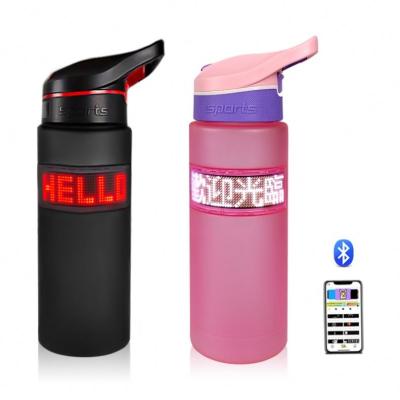 China APP Control Stored Smart Water Bottle With LED Strip Programmable Message Display LED Water Bottle Scrolling Message Led Ticker for sale