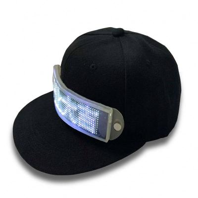 China JOINT Programmable Glowing Led Screen Scrolling Cap USB Rechargeable Led Hat With Message Gorras For Party for sale