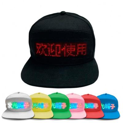 China COMMON Multi Tongue LED Hat Light Up Scroll Message Baseball Cap With Screen Rechargeable APP LED Display Programmable Hat Cap for sale