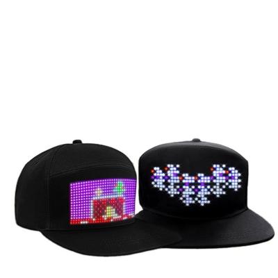 China Message Hat USB App Control Scrolling Message LED Display Gorras Casual Full Color Led Fill Programmable Led Hat for sale