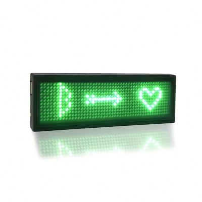 China Servers Programmable Name Card Name Badge Name Badge UP Eye Safety Use LED Message Catching Badge Green LED Light for sale