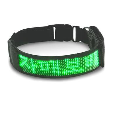 China Adjustable Dogs Free Size LED Luminous Pet Collar Water Proof LED Light Safety Dog Collar LED Display Programmable Dog Collar for sale