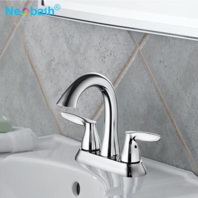 China Metered Faucets Deck Mounting Double Lever Zinc Alloy Europe Bathroom Faucet for sale