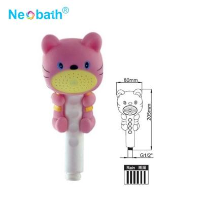 China Without Needle Cheap Water Saving Hello Kitty Animal Hand Shower Head For Kid for sale