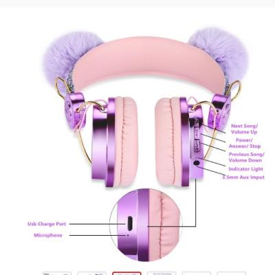 China RICOO Shockproof Cute Kids Wireless Earphones With Microphone 3.5mm Earbuds Headsets Cat Ear Unicorn Stereo Cat Style In Stock for sale