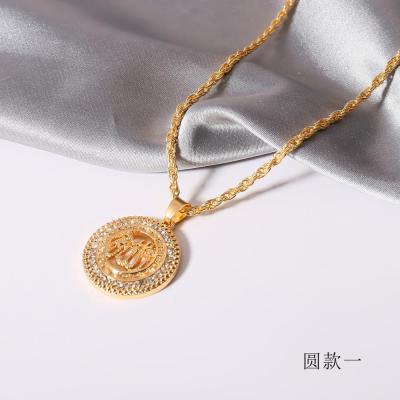 China Acrylic Hollow Out Round Shape Zircon Stone Necklace Gold Silver Fashion Charm Women Necklace for sale