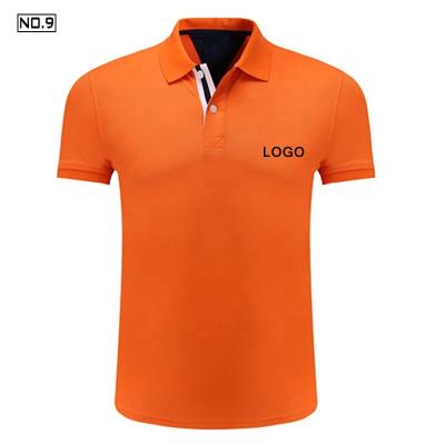 China Eco-Friendly Rubber Anti-Wrinkle Pattern Print New Combed Cotton Orange And Black Plus Size Men Branded Polo Shirt Short Sleeves for sale