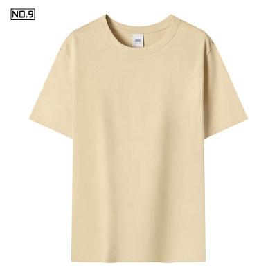 China Anti-Wrinkle Summer Fashion Cotton 300g Retro Apricot Solid Color Heavy Round Neck Men's Short Sleeve T-Shirts For Daily Life for sale