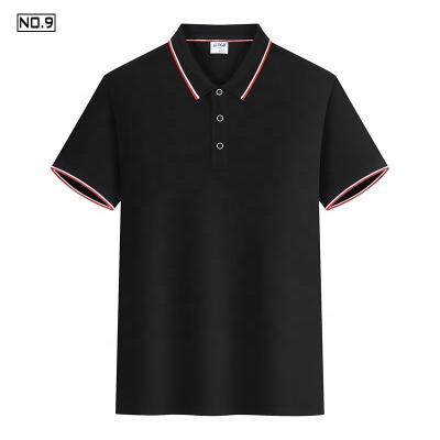 China 100% High Quality Anti-wrinkle Men's Stretch Golf Lapel Polo Shirts Plain Polo Shirt Mens Organic Short Sleeve Mens Polo Black for sale