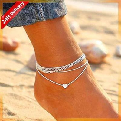 China FASHIONABLE Female Foot Jewelry HOVANCI Heart Shape Beach Jewelry Two-Layer Anklet for sale