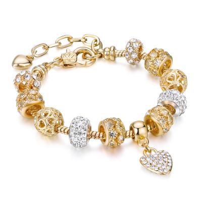 China HOVANCI Love Heart Charm Lead Free Nickel Free Crystal Bracelet Beaded Bracelet18k Gold Bangles Jewelry Handmade Bracelets for sale