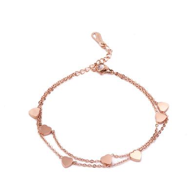 China HOVANCI Lead Free Nickel Free Bracelet Stainless Steel 11double Layer Rose Gold Heart Shape Stainless Steel Bracelets for sale