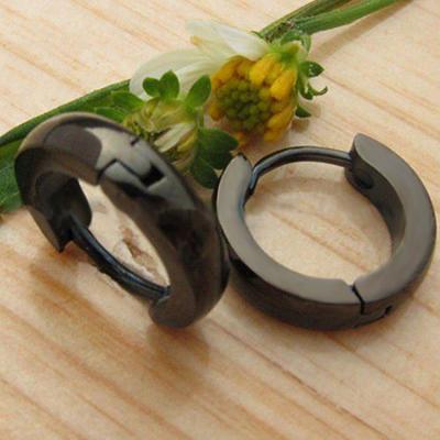 China Fashion Stainless Steel Men's Black Hoop Earring Men's Circle Hoop Earring for sale