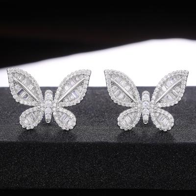 China BOHEMIA HOVANCI Clear CZ Crystal Butterfly Earrings Small Zircon Butterfly Stud Earrings for sale