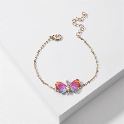 China HOVANCI New Trendy Fashionable Crystal Bracelets Colorful Acrylic Butterfly Micro Rings Bracelets For Women for sale