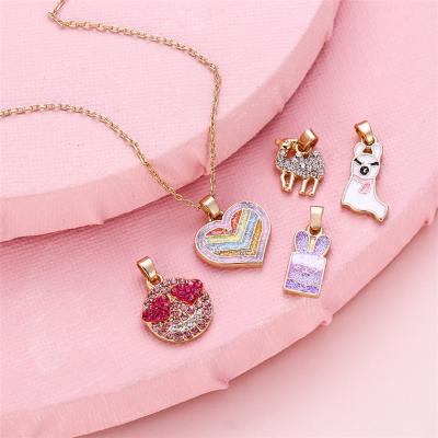 China HOVANCI Environmentally Friendly Fashion 2020 Trendy Kids Letter Necklace Jewelry Heart Snail Face DIY Adjustable Pendant Kids Necklace for sale