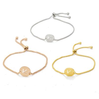 China FASHIONABLE Hot Selling HOVANCI Letter Gold Plated Rose Silver Gold Kids Initial Bracelet Anklet Chain for sale