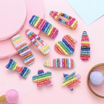 China HOVANCI Resin Ins Product Girl Hair Accessories Lovely Creativity Little Girls Rainbow Color Star Heart Hairpin Hairpin Hair Clip children for sale