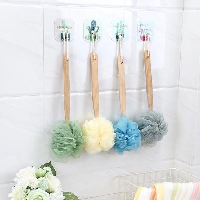 China A2623Bath Sustainable Mesh Sponge Long Handle Shower Net Ball Bath Towel Don't Ask To Scrub Back Bath Brush Loofah for sale