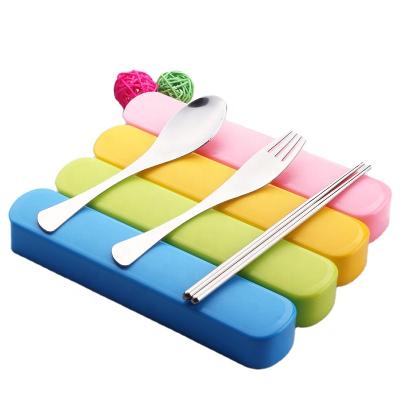 China A1668Stainless Steel Portable Tableware Set Student Travel Fork Spoon Chopsticks Cutlery Box Viable for sale