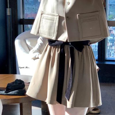 China Vintage Breathable High Quality Bow CSK One-Line Bust Skirt Pants Women's Autumn Solid Color Versatile Short Skirt for sale